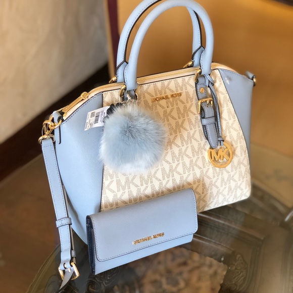 NWT Michael Kors LG Ciara Handbag&wallet&pom pom - Picture 2 of 8